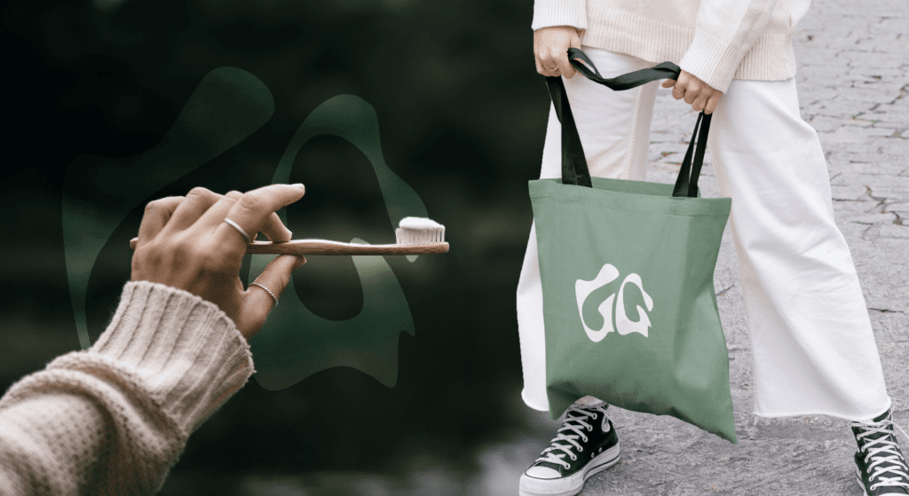 grove green sustainable tote bag and bamboo toothbrush