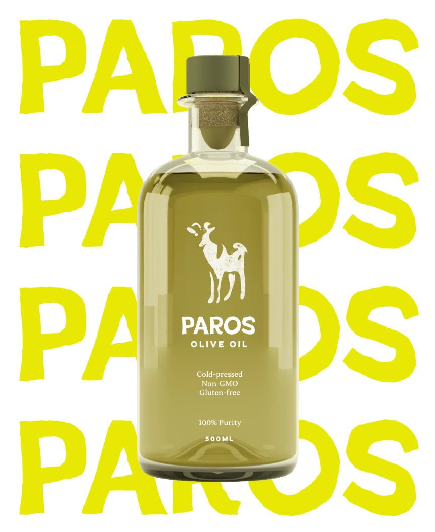 PAROS olive oil brand identity and social media design portfolio project